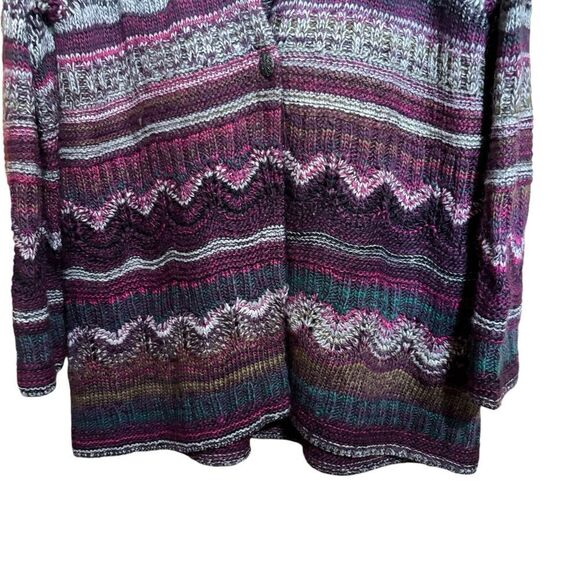 J Jill Cardigan Womens Medium Petite Multicolor Boho Chunky Wool Blend Sweater - Picture 3 of 8
